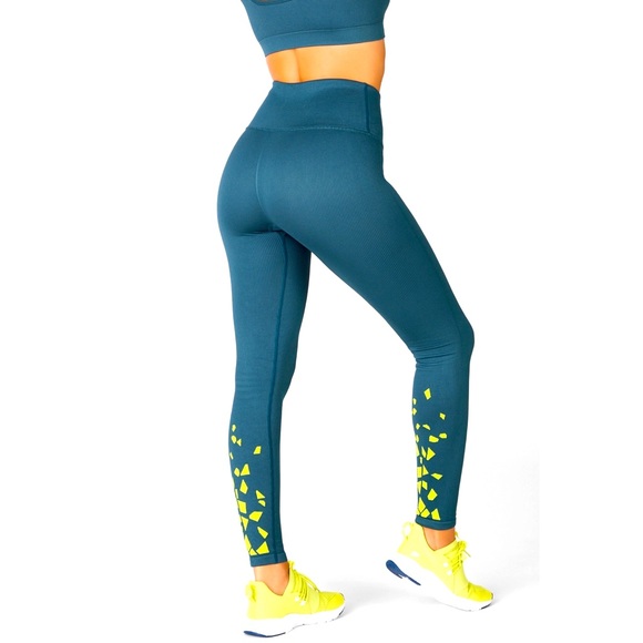 Fabletics Pants - Fabletics leggings medium teal neon green blue